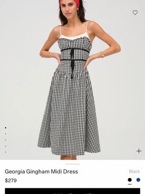 For Love And Lemons Black-and-White Gingham Midi Dress